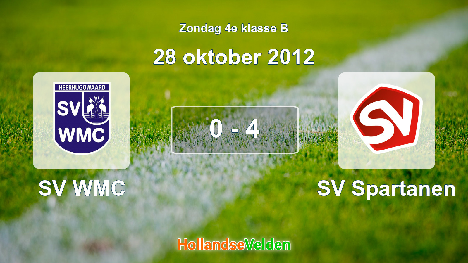 Gespeelde wedstrijd: SV WMC - SV Spartanen 0 - 4 (28 oktober 2012)