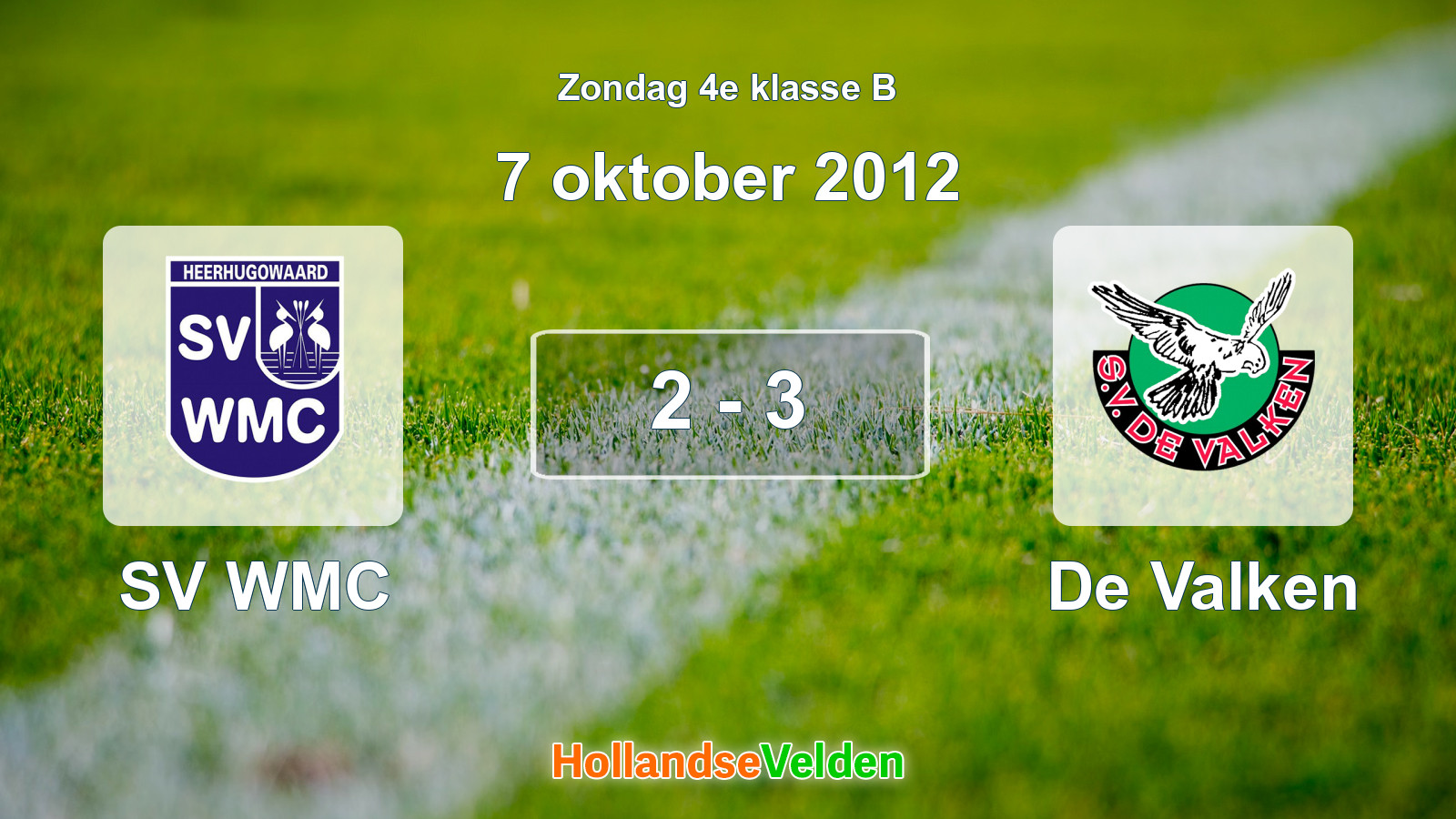 Gespeelde wedstrijd: SV WMC - De Valken 2 - 3 (7 oktober 2012)