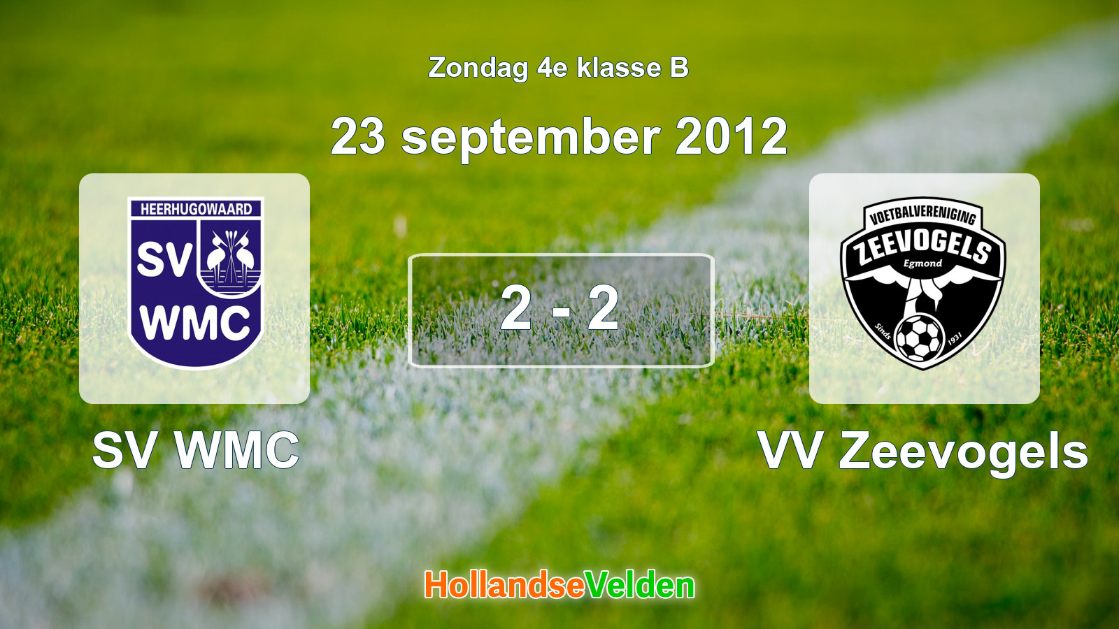 Gespeelde wedstrijd: SV WMC - VV Zeevogels 2 - 2 (23 september 2012)