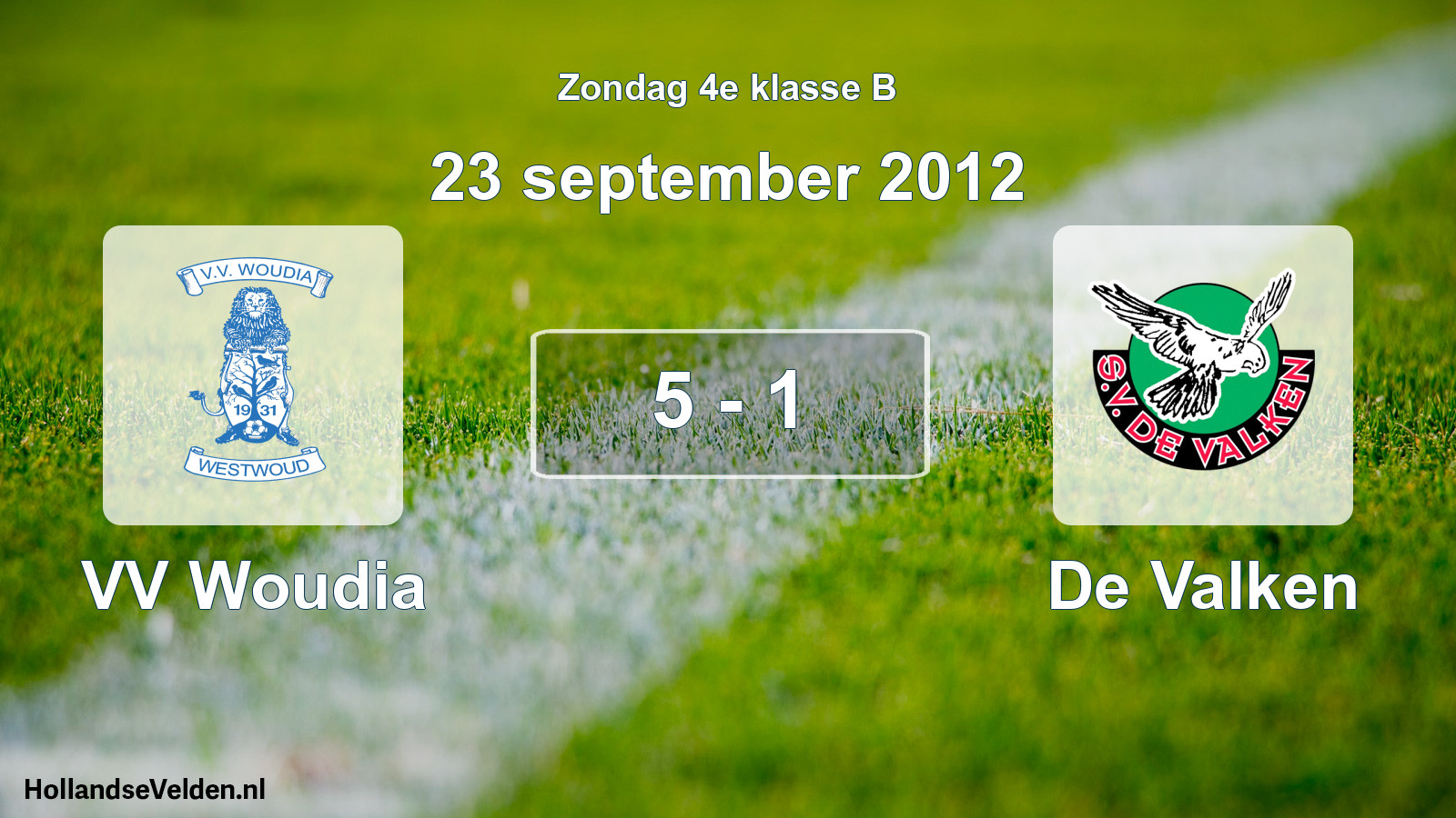 Gespeelde wedstrijd: VV Woudia - De Valken 5 - 1 (23 september 2012)