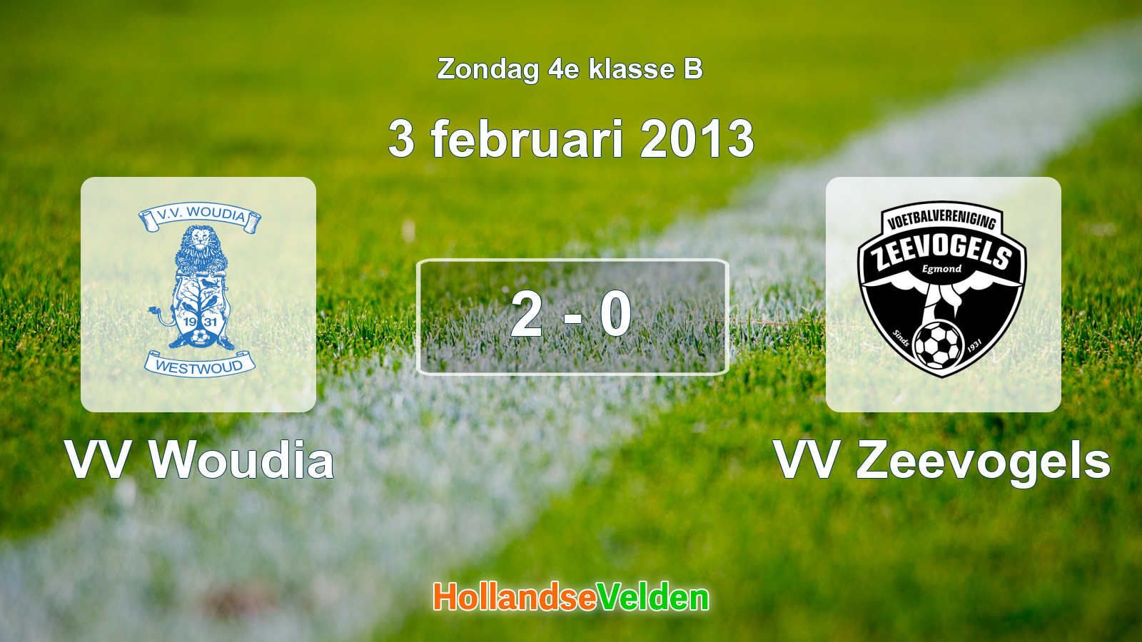 Gespeelde wedstrijd: VV Woudia - VV Zeevogels 2 - 0 (3 februari 2013)