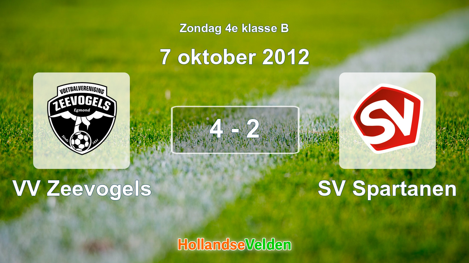 Gespeelde wedstrijd: VV Zeevogels - SV Spartanen 4 - 2 (7 oktober 2012)