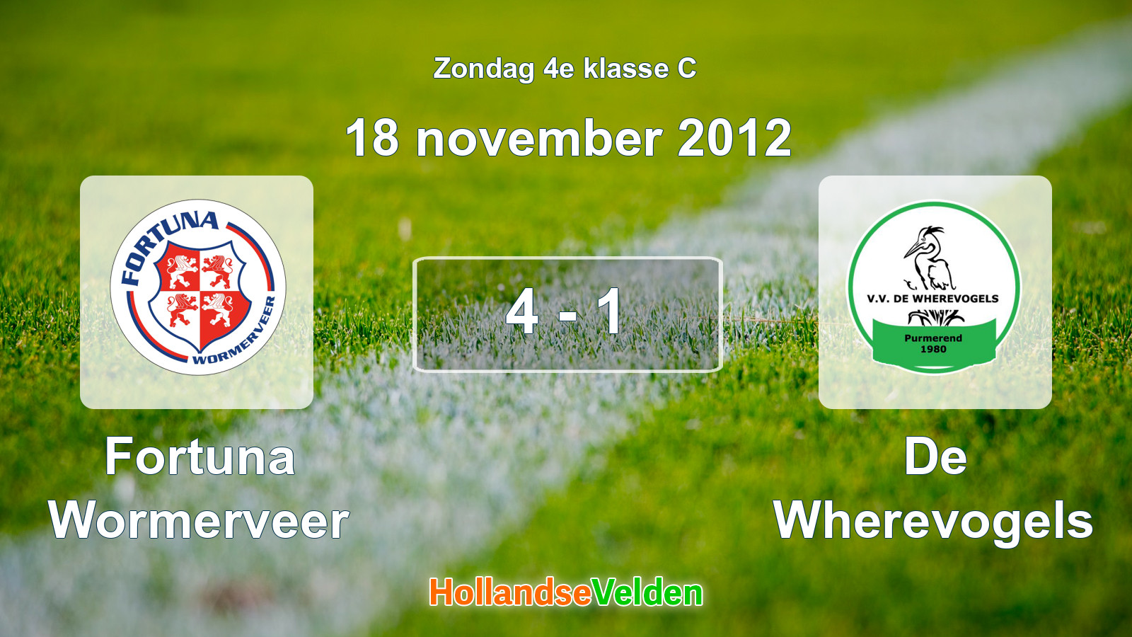 Gespeelde wedstrijd: Fortuna Wormerveer - De Wherevogels 4 - 1 (18 november 2012)