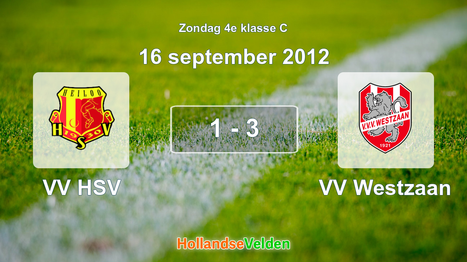 Gespeelde wedstrijd: VV HSV - VV Westzaan 1 - 3 (16 september 2012)