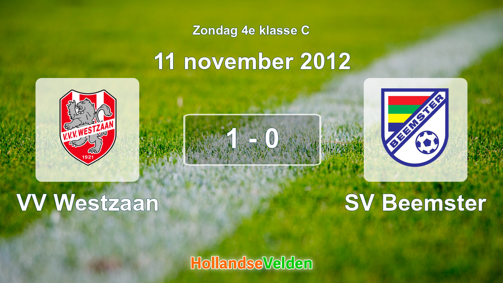 Gespeelde wedstrijd: VV Westzaan - SV Beemster 1 - 0 (11 november 2012)