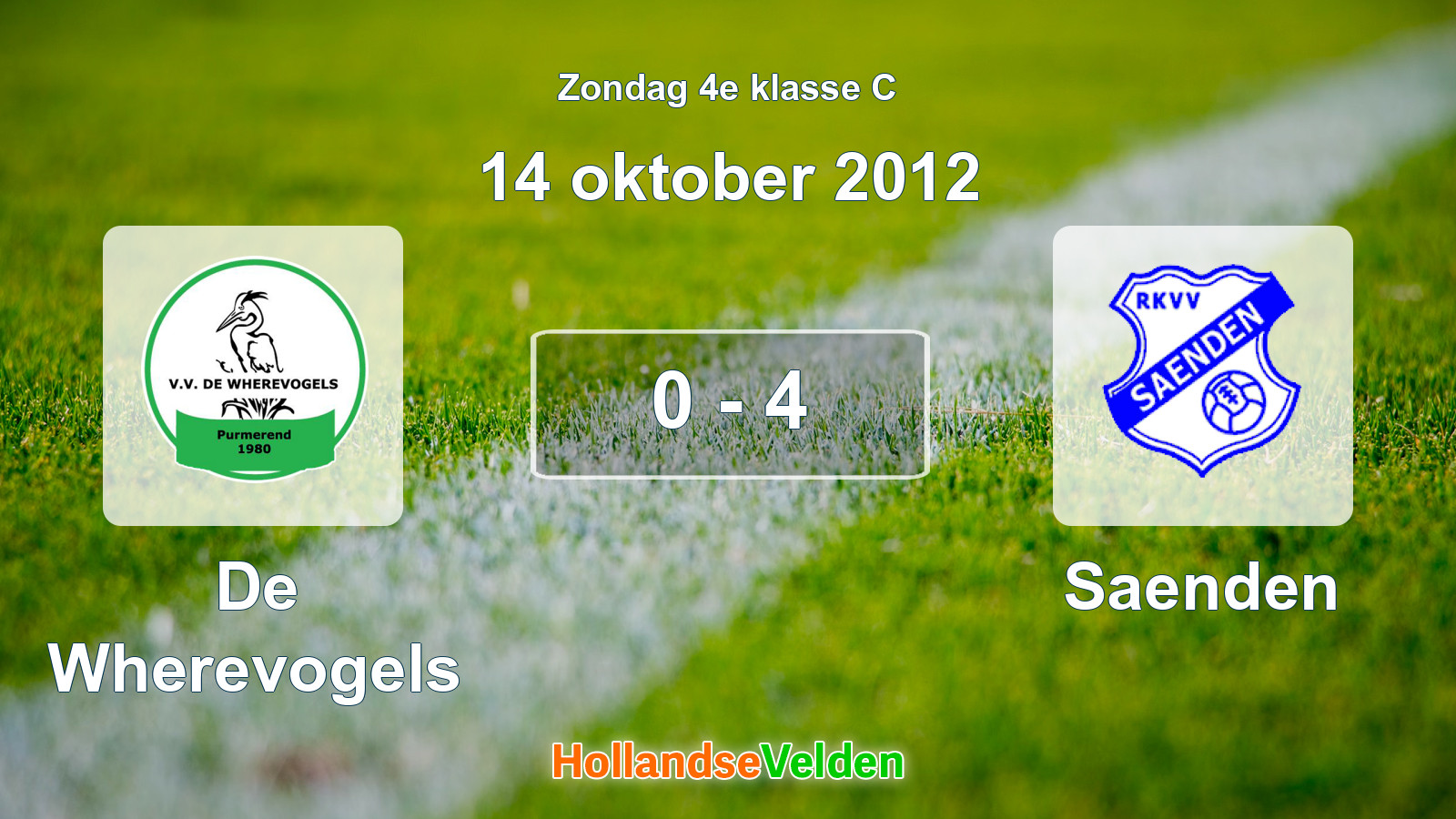 Gespeelde wedstrijd: De Wherevogels - Saenden 0 - 4 (14 oktober 2012)