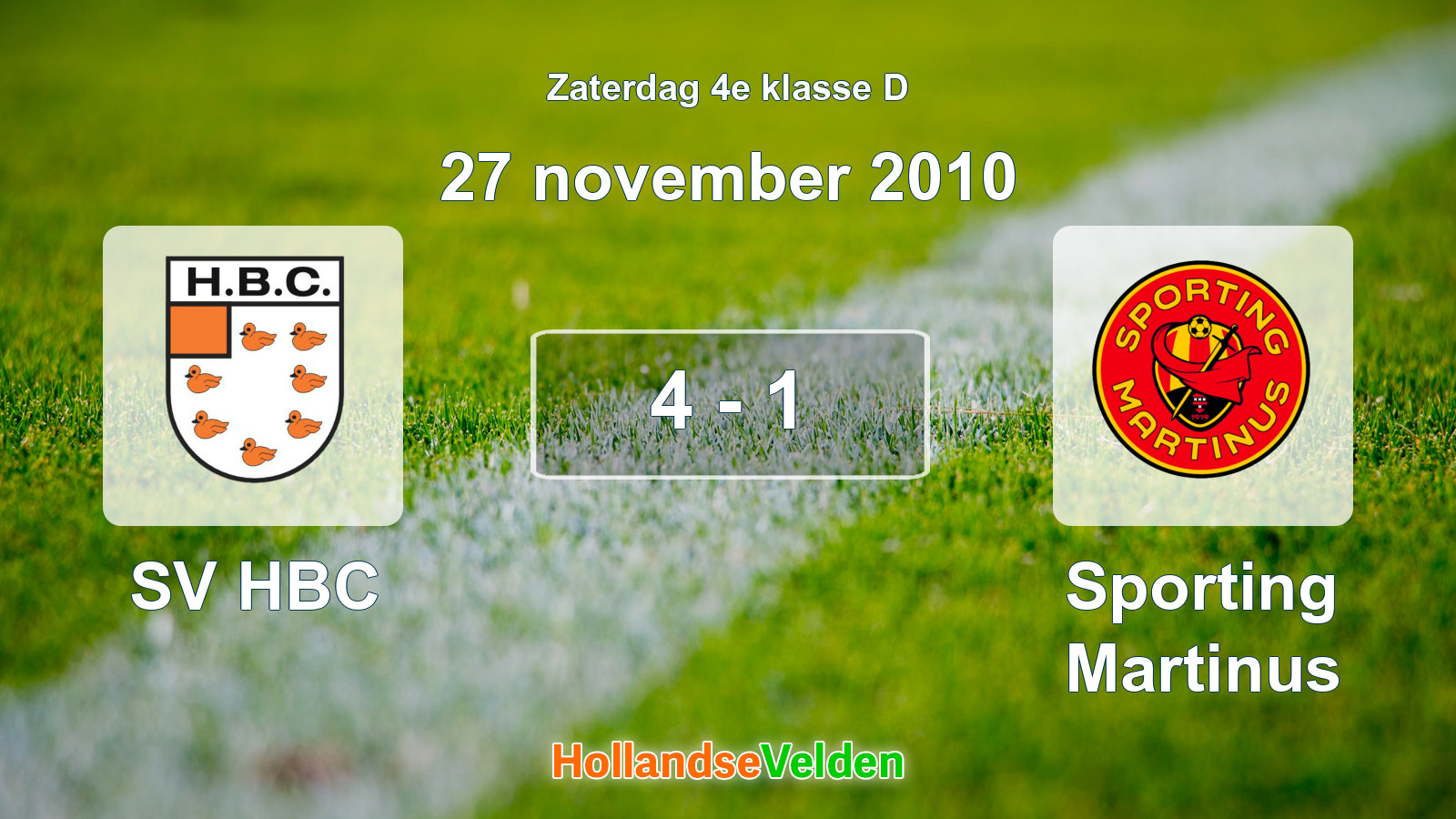 Gespeelde wedstrijd: SV HBC - Sporting Martinus 4 - 1 (27 november 2010)