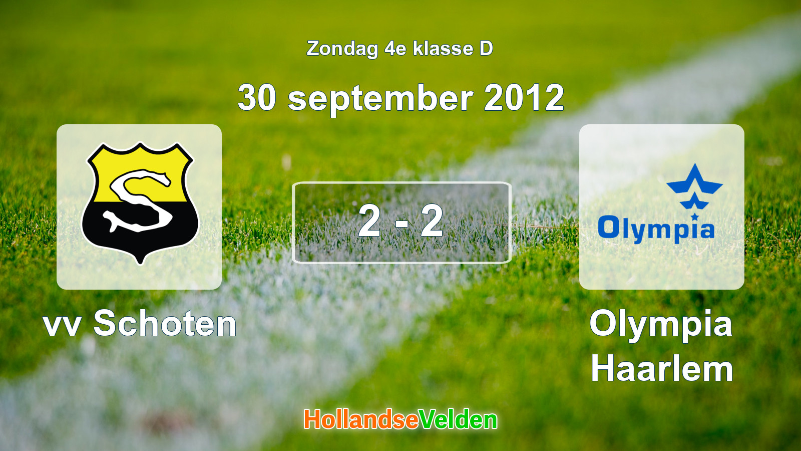 Gespeelde wedstrijd: vv Schoten - Olympia Haarlem 2 - 2 (30 september 2012)