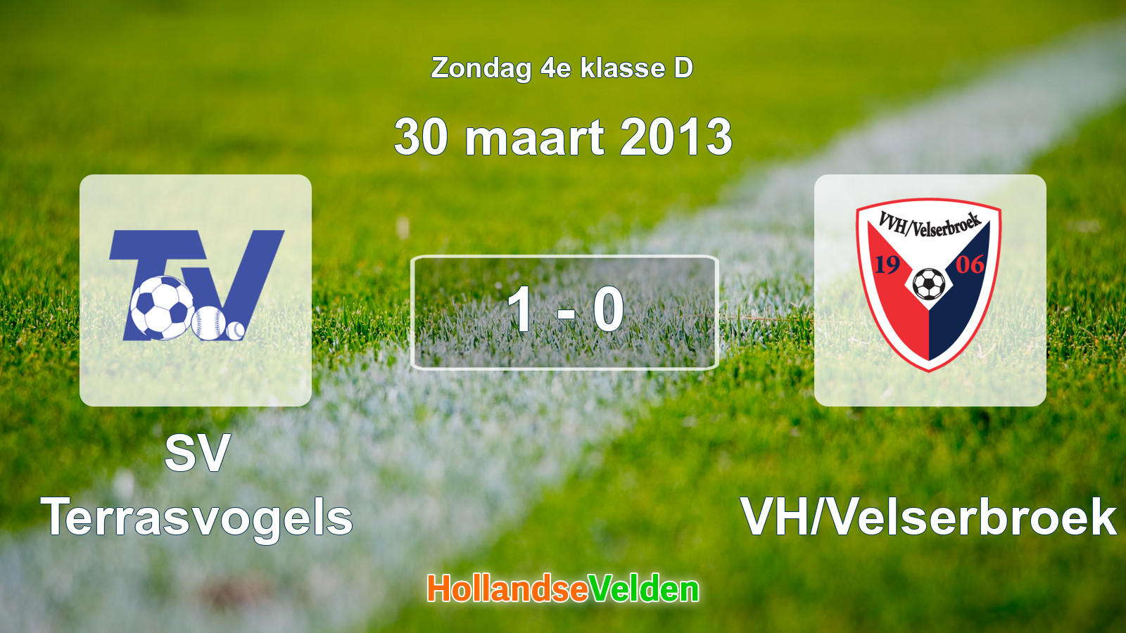 Gespeelde wedstrijd: SV Terrasvogels - VVH/Velserbroek 1 - 0 (30 maart 2013)
