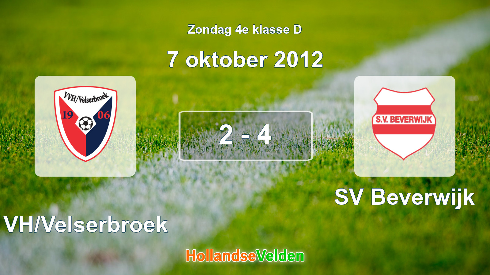 Gespeelde wedstrijd: VVH/Velserbroek - SV Beverwijk 2 - 4 (7 oktober 2012)
