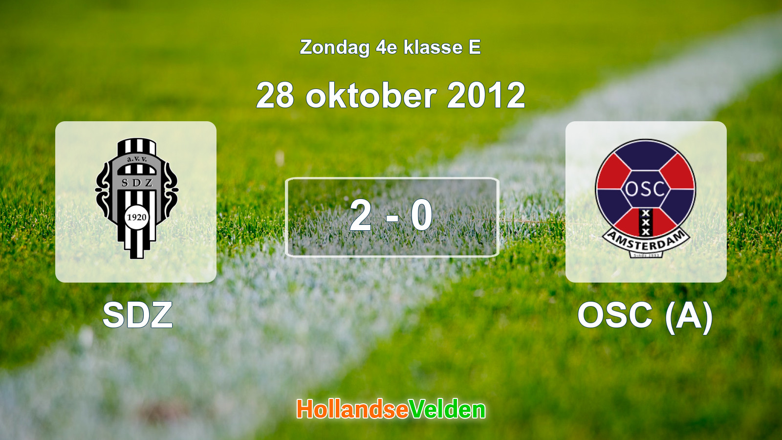 Gespeelde wedstrijd: SDZ - OSC (A) 2 - 0 (28 oktober 2012)