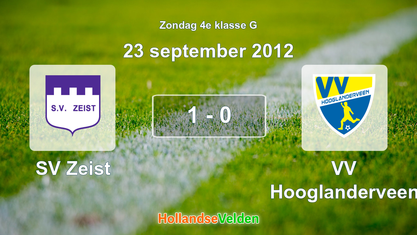 Gespeelde wedstrijd: SV Zeist - VV Hooglanderveen 1 - 0 (23 september 2012)