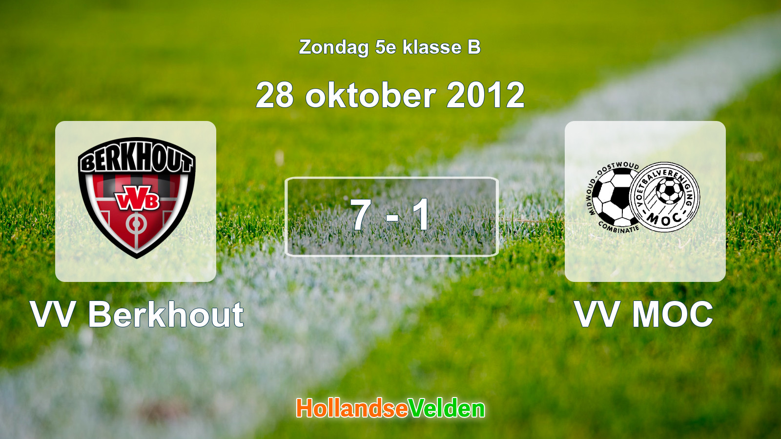 Gespeelde wedstrijd: VV Berkhout - VV MOC 7 - 1 (28 oktober 2012)