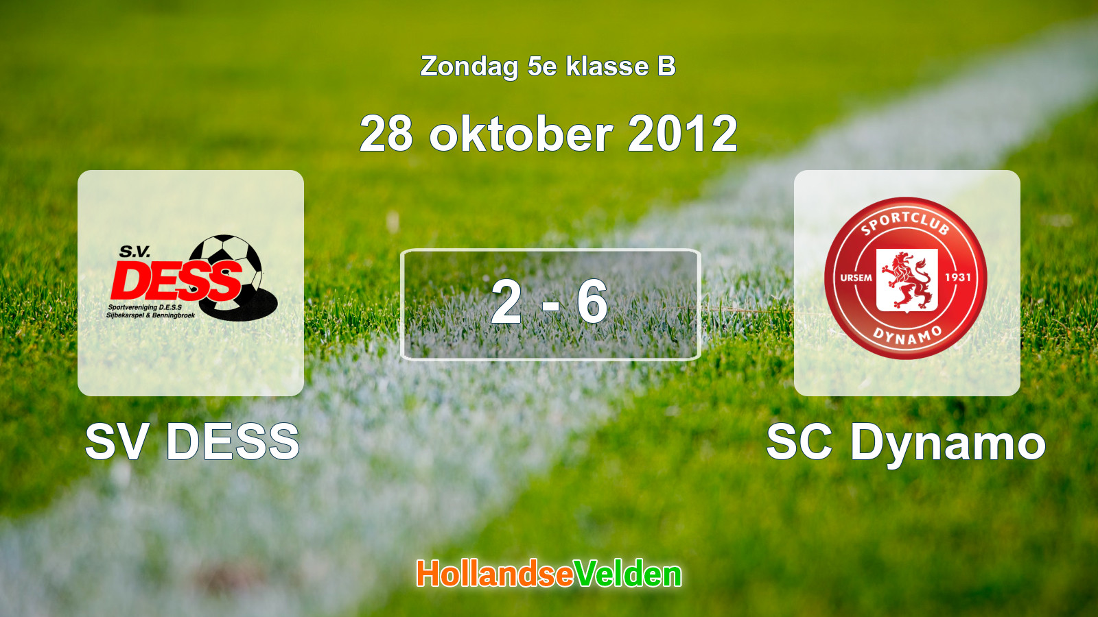 Gespeelde wedstrijd: SV DESS - SC Dynamo 2 - 6 (28 oktober 2012)
