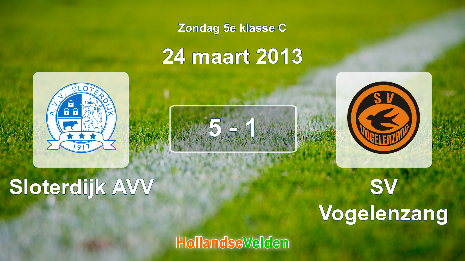Gespeelde wedstrijd: Sloterdijk AVV - SV Vogelenzang 5 - 1 (24 maart 2013)