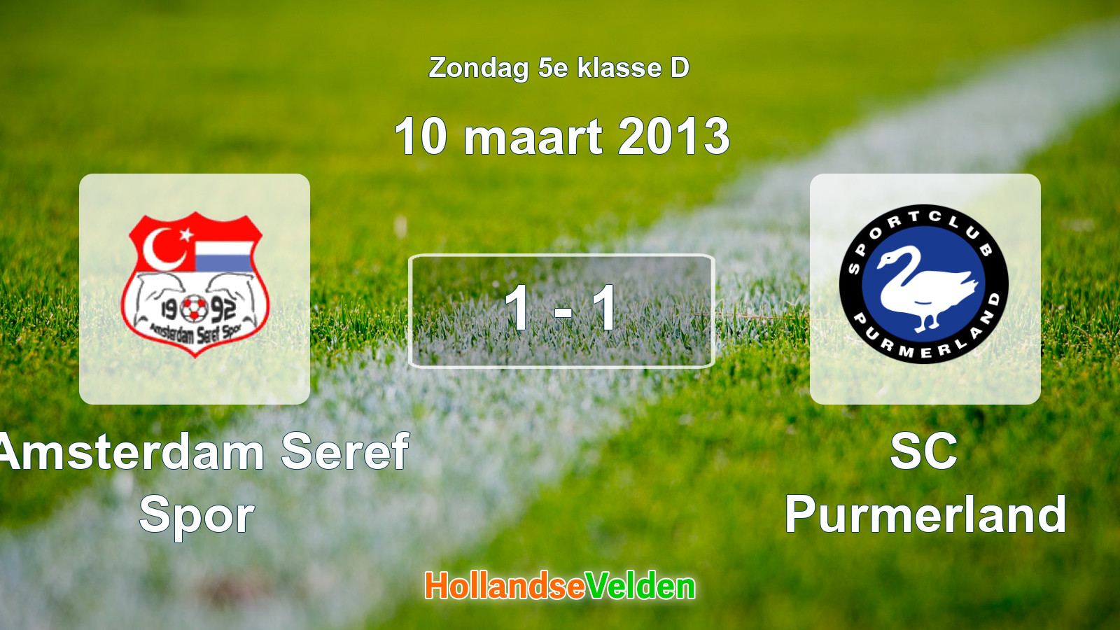 Gespeelde wedstrijd: Amsterdam Seref Spor - SC Purmerland 1 - 1 (10 maart 2013)