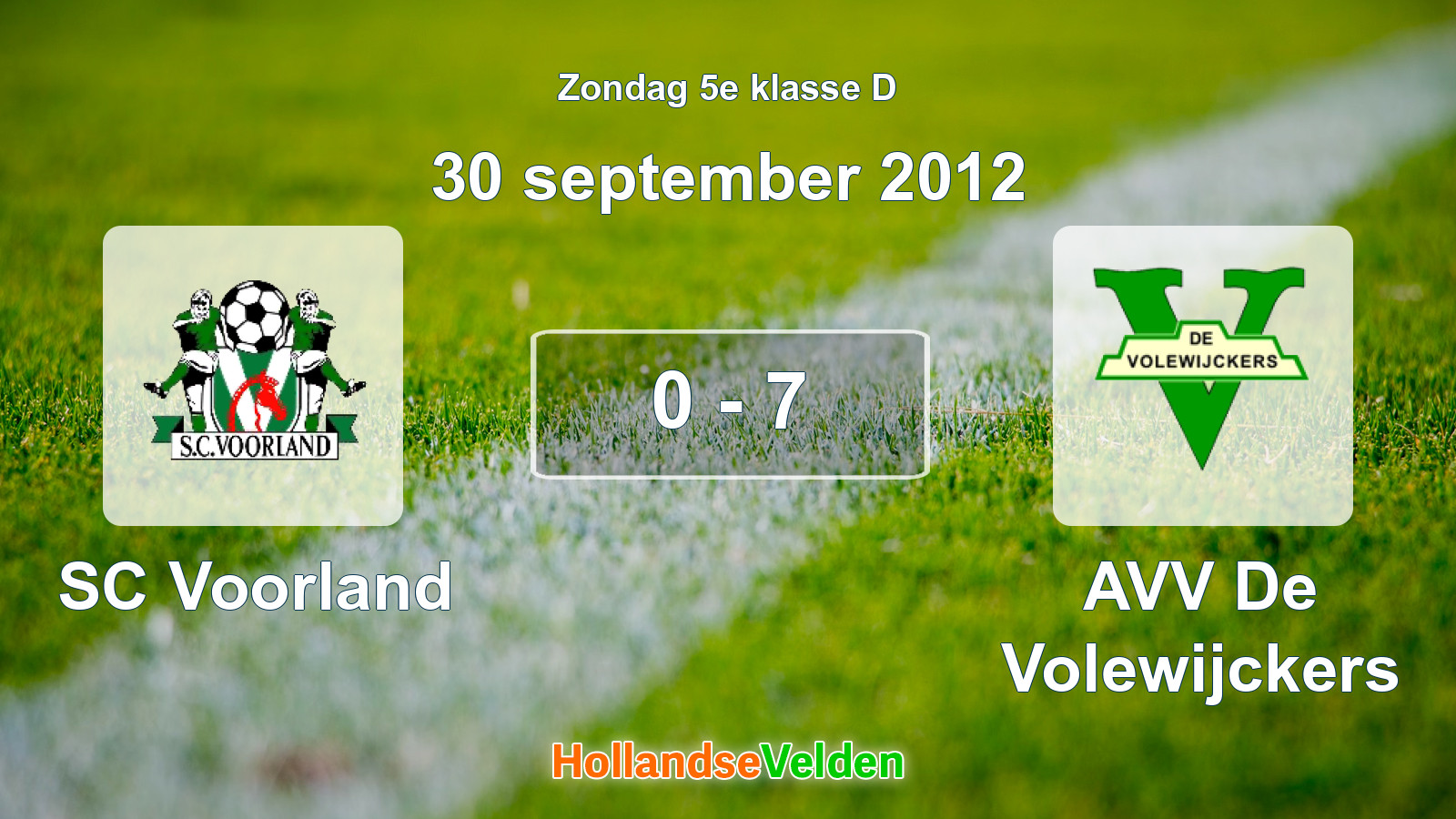 Gespeelde wedstrijd: SC Voorland - AVV De Volewijckers 0 - 7 (30 september 2012)