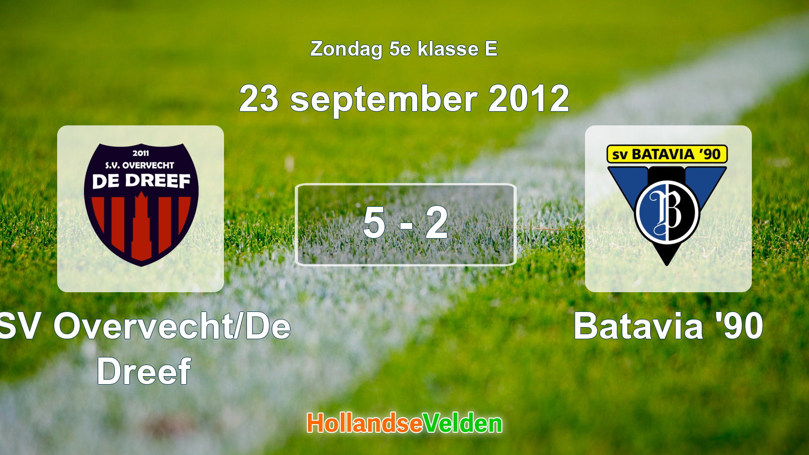 Gespeelde wedstrijd: SV Overvecht/De Dreef - Batavia '90 5 - 2 (23 september 2012)