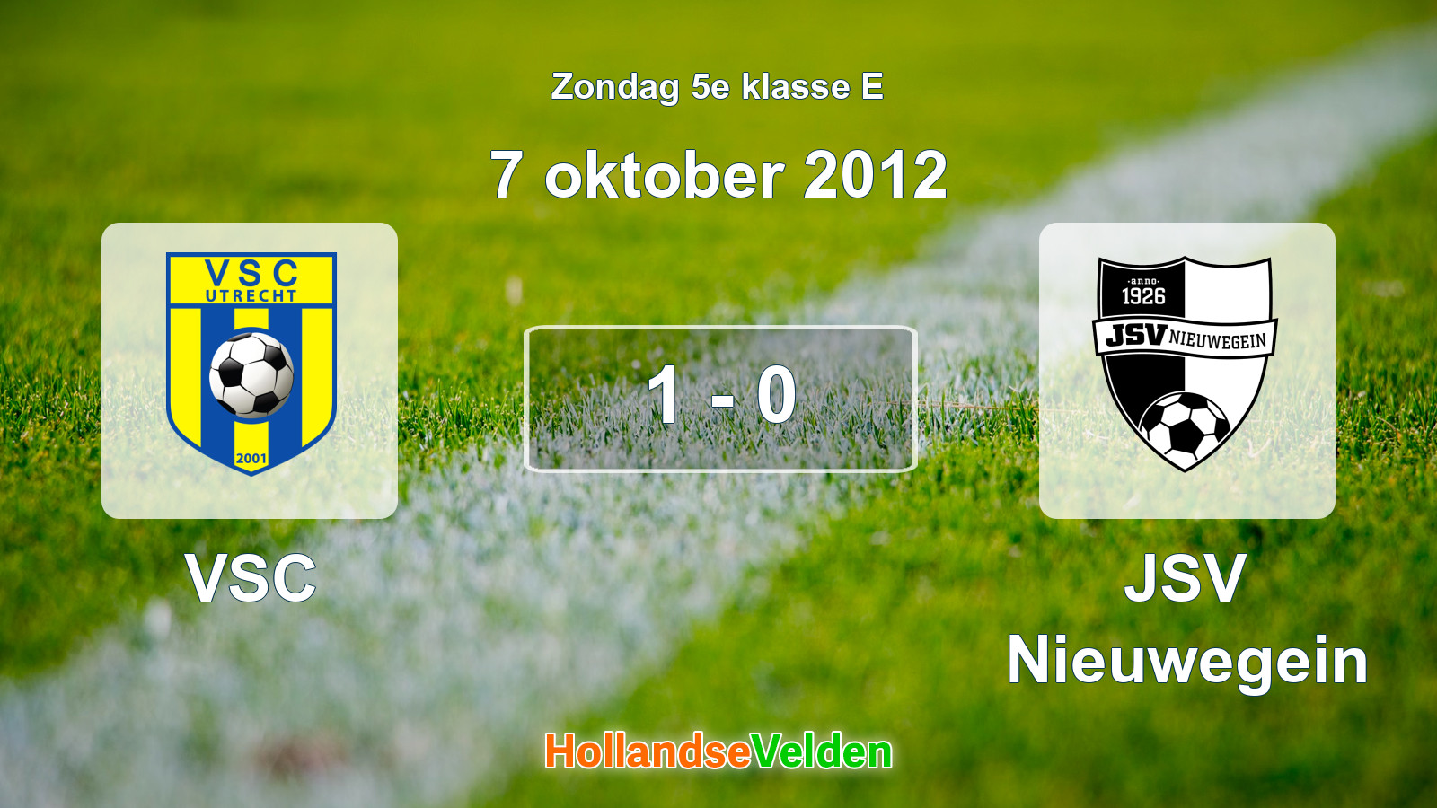 Gespeelde wedstrijd: VSC - JSV Nieuwegein 1 - 0 (7 oktober 2012)