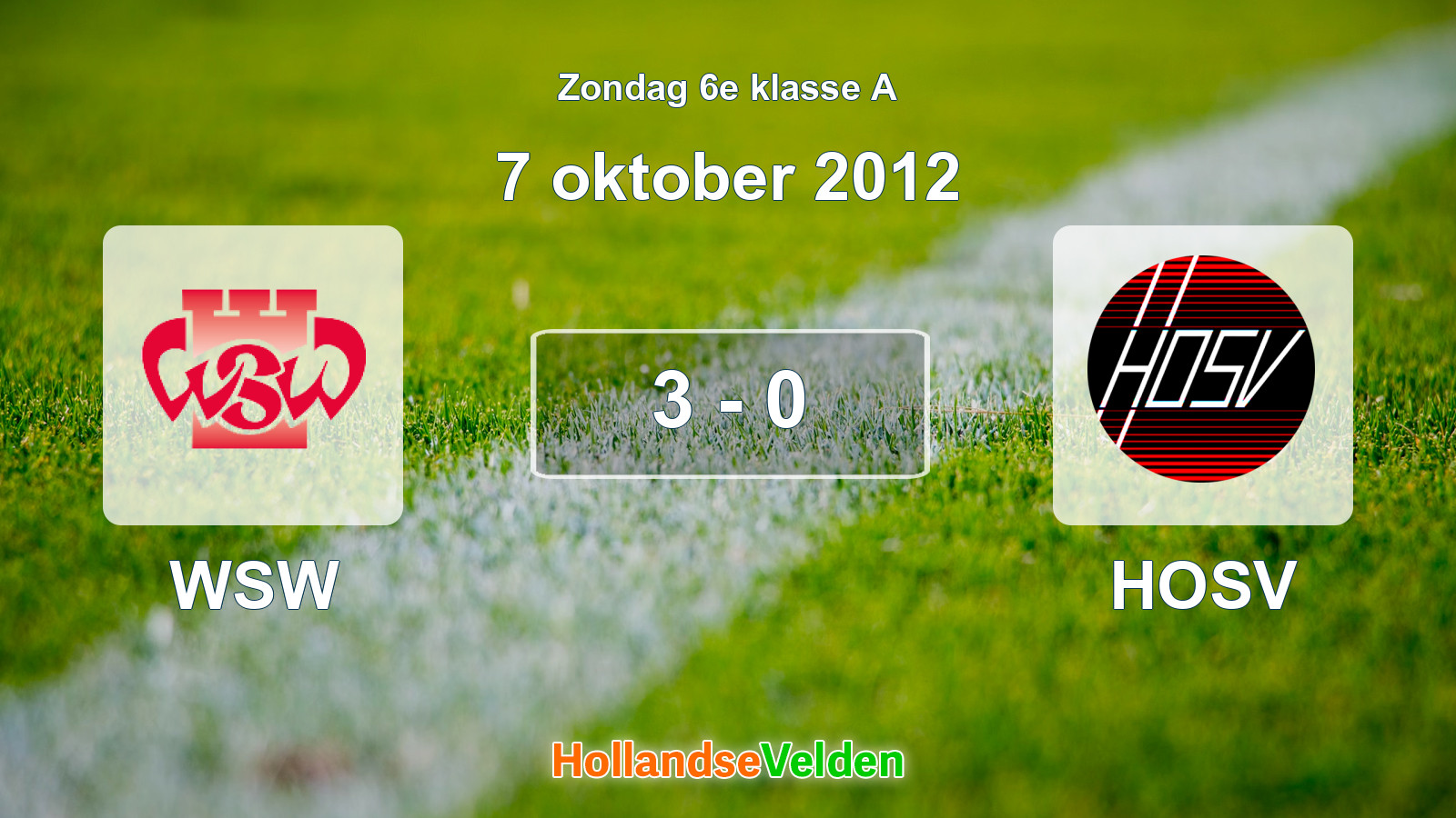 Gespeelde wedstrijd: WSW - HOSV 3 - 0 (7 oktober 2012)