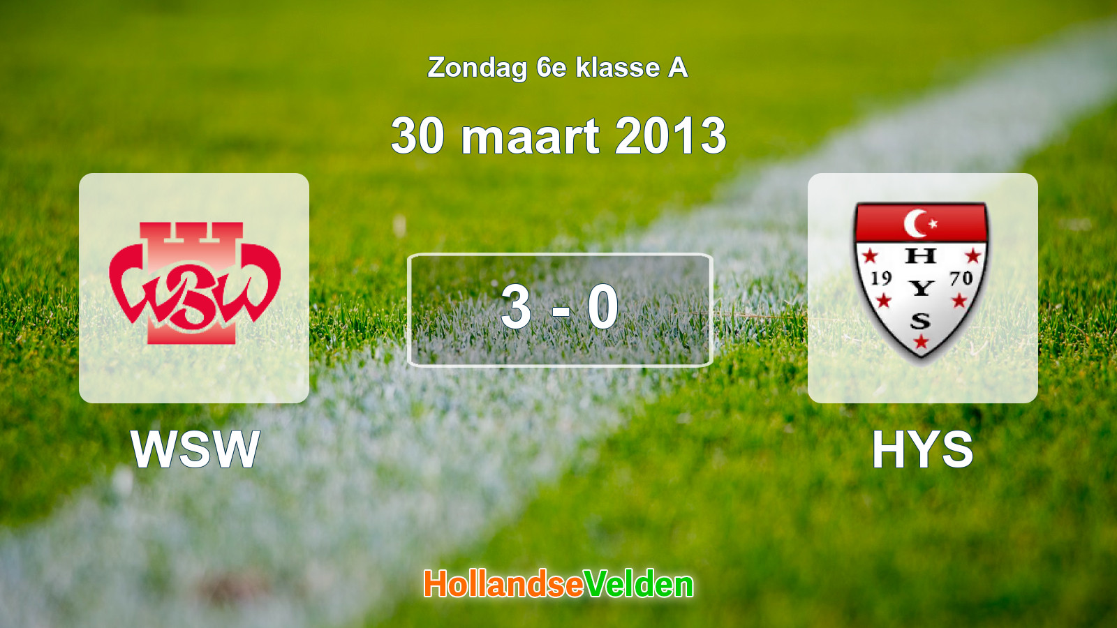 Gespeelde wedstrijd: WSW - HYS 3 - 0 (30 maart 2013)