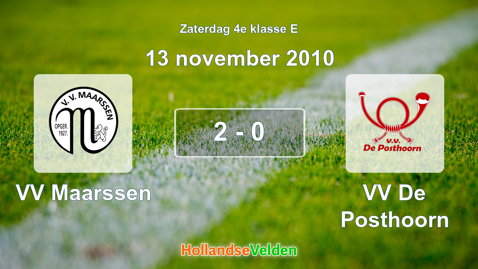 Gespeelde wedstrijd: VV Maarssen - VV De Posthoorn 2 - 0 (13 november 2010)
