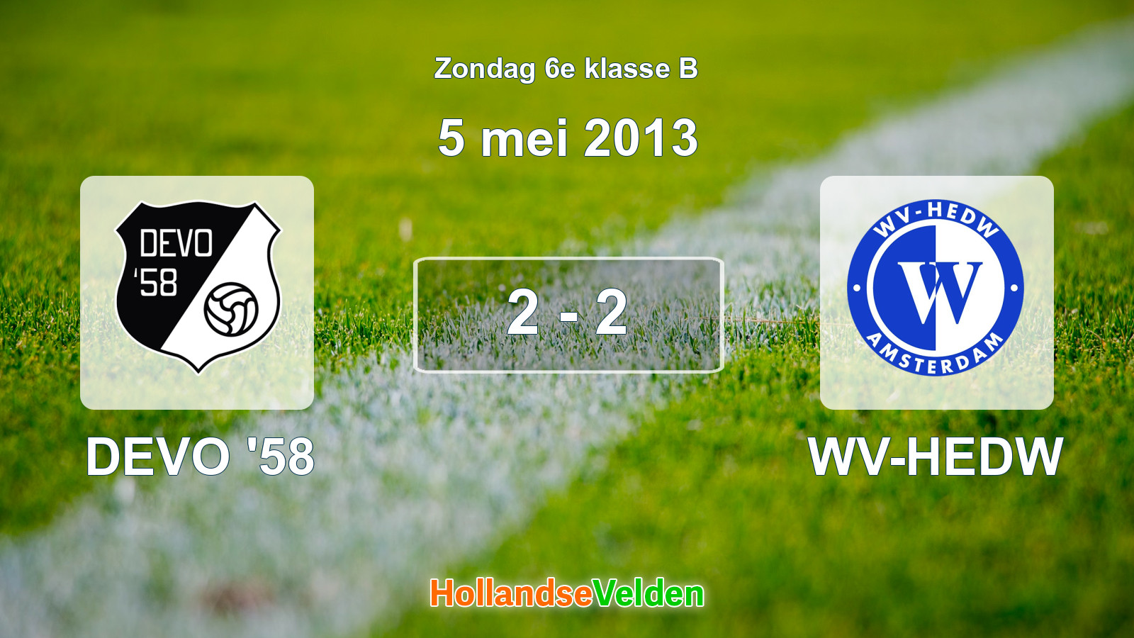 Gespeelde wedstrijd: DEVO '58 - WV-HEDW 2 - 2 (5 mei 2013)