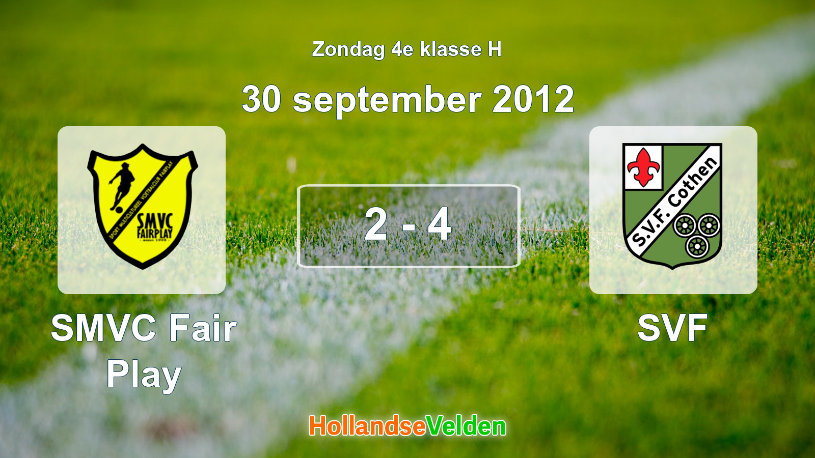 Gespeelde wedstrijd: SMVC Fair Play - SVF 2 - 4 (30 september 2012)