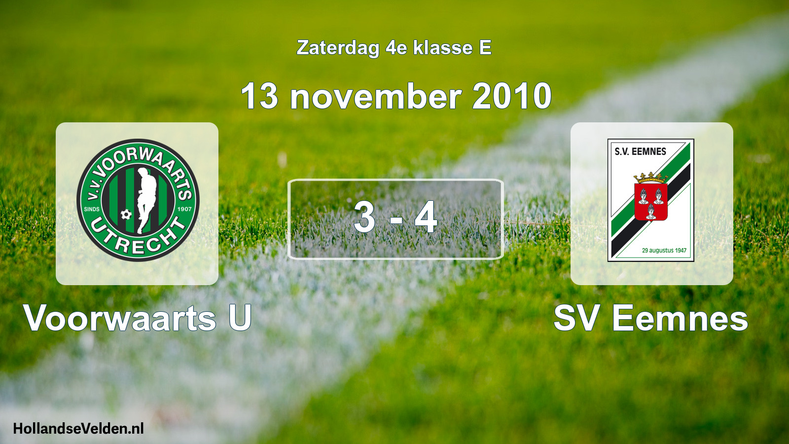 Gespeelde wedstrijd: Voorwaarts U - SV Eemnes 3 - 4 (13 november 2010)