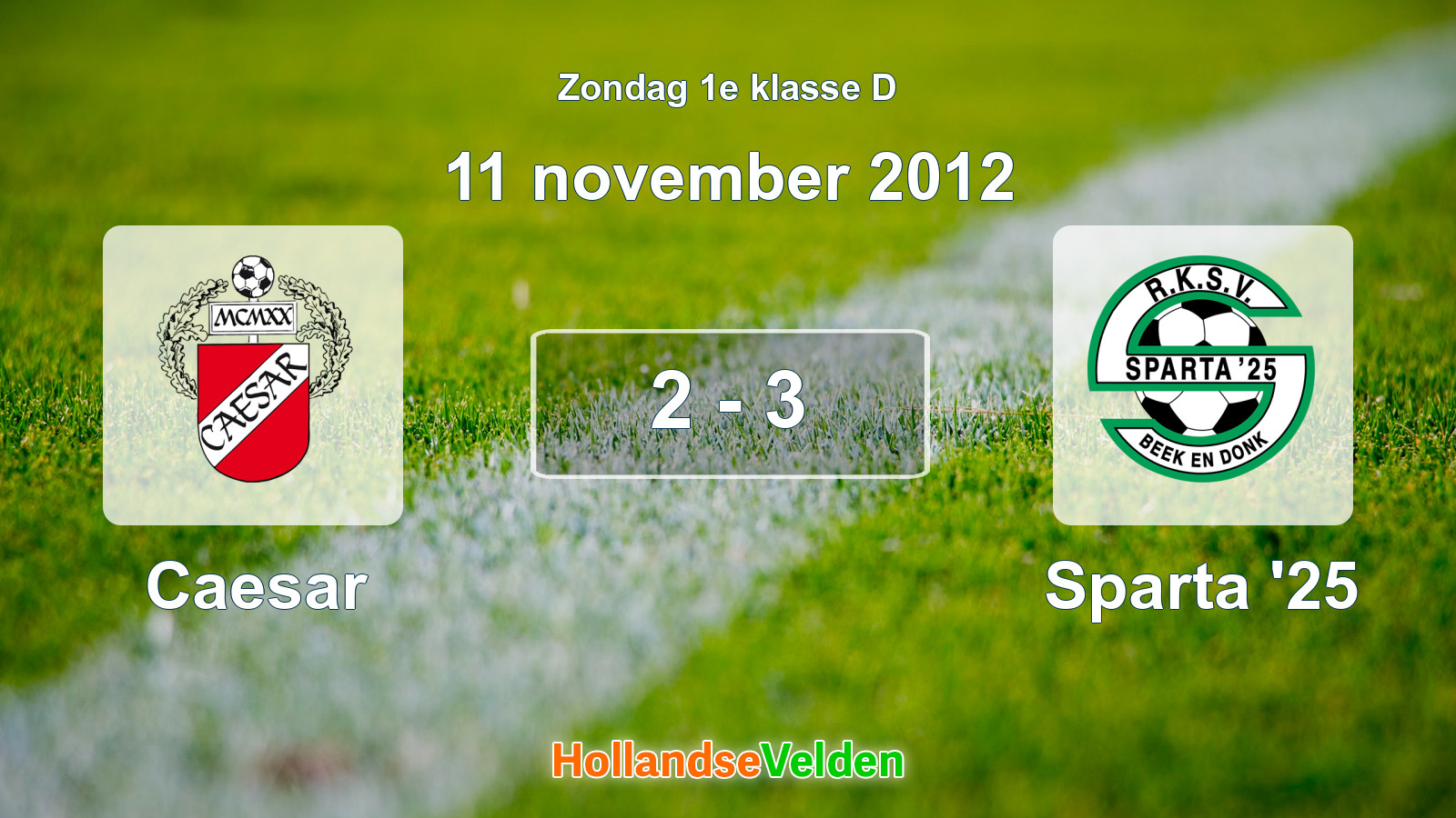Gespeelde wedstrijd: Caesar - Sparta '25 2 - 3 (11 november 2012)
