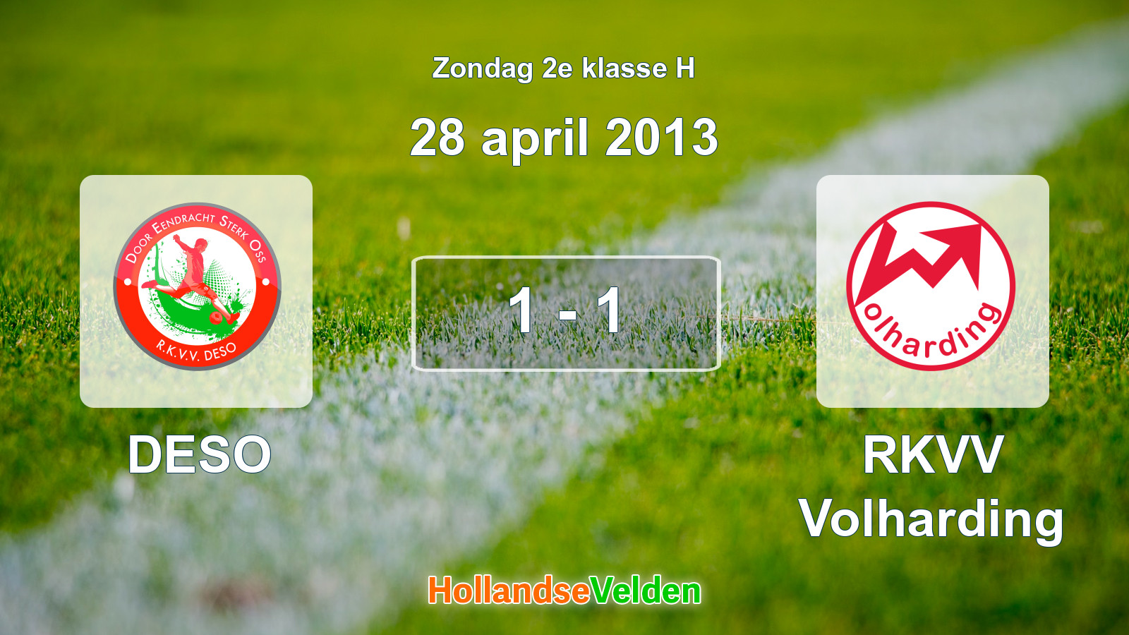 Gespeelde wedstrijd: DESO - RKVV Volharding 1 - 1 (28 april 2013)
