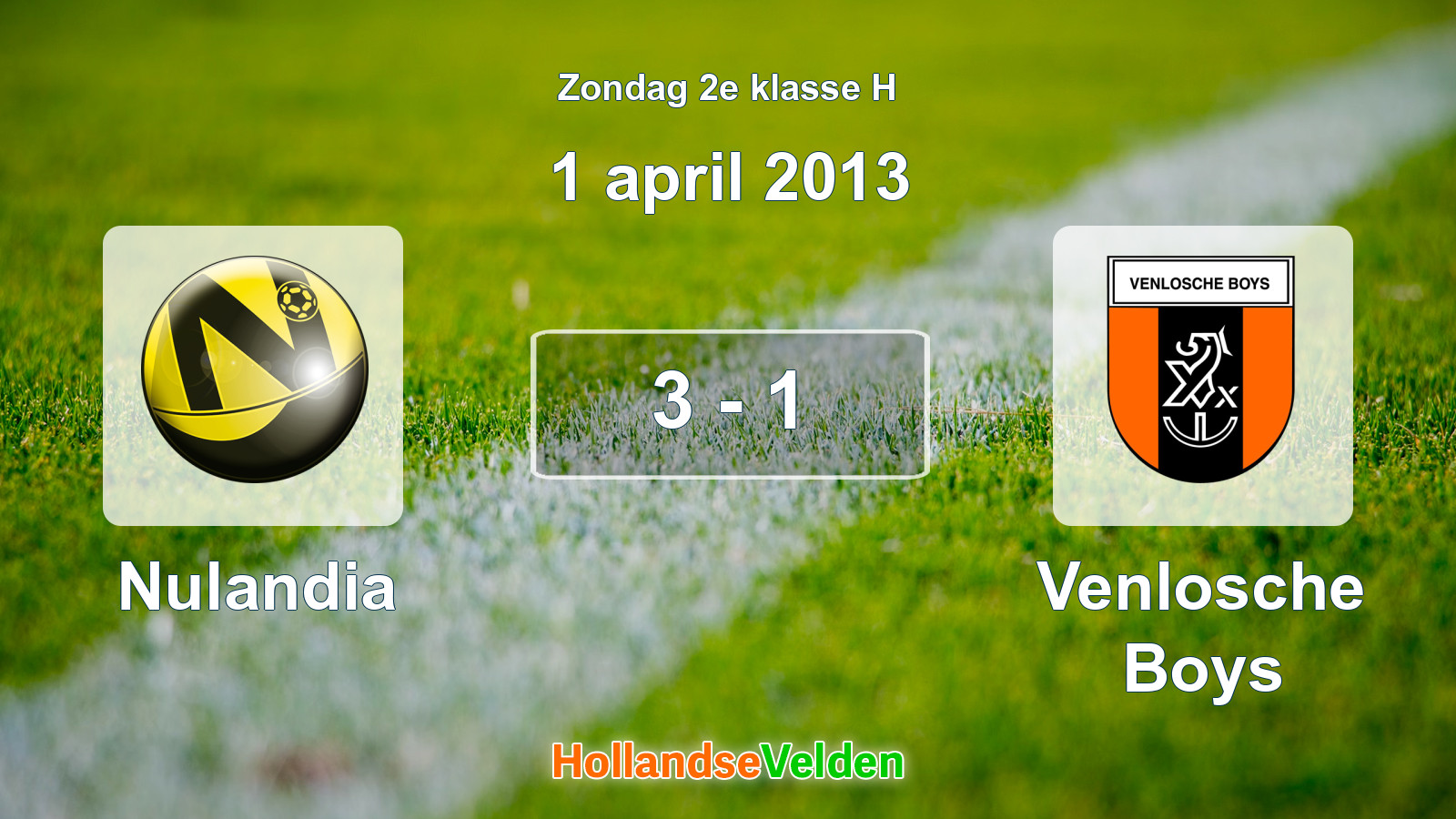 Gespeelde wedstrijd: Nulandia - Venlosche Boys 3 - 1 (1 april 2013)