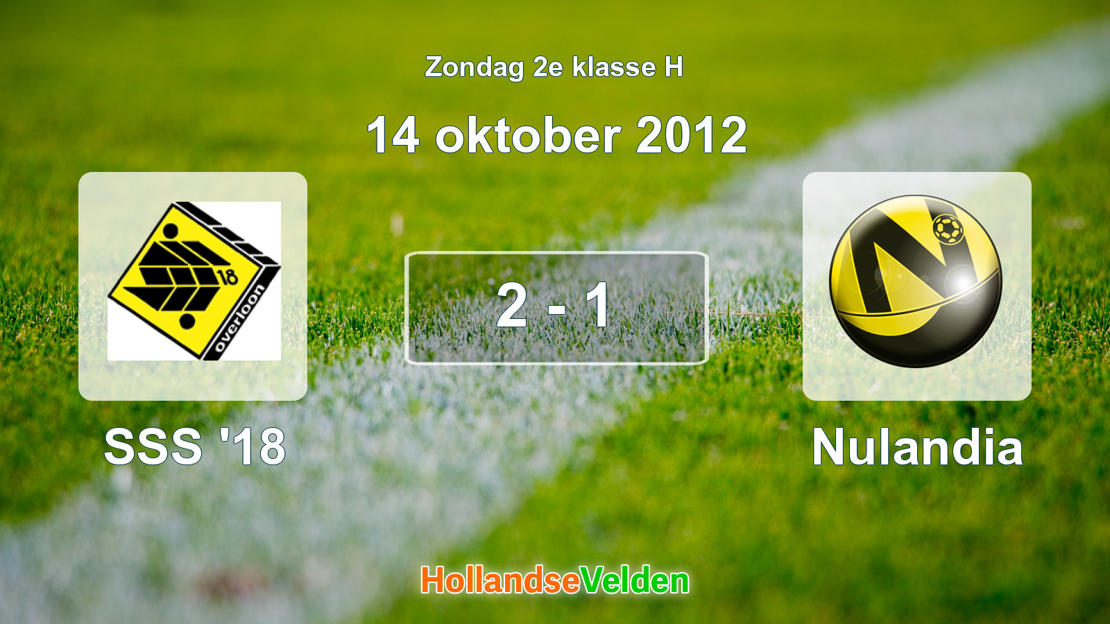 Gespeelde wedstrijd: SSS '18 - Nulandia 2 - 1 (14 oktober 2012)