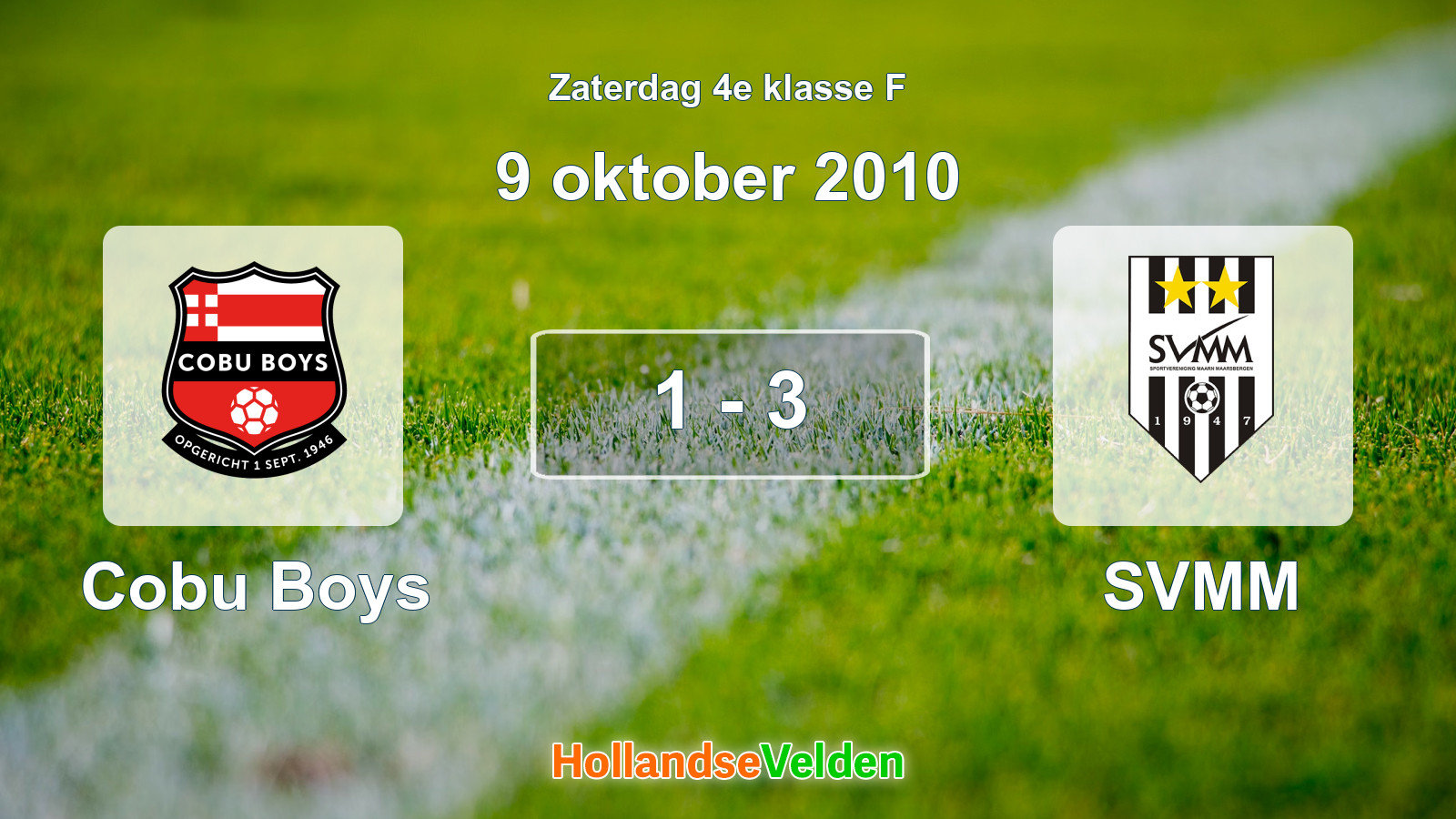 Gespeelde wedstrijd: Cobu Boys - SVMM 1 - 3 (9 oktober 2010)