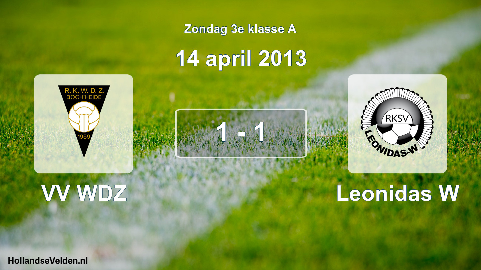 Gespeelde wedstrijd: VV WDZ - Leonidas W 1 - 1 (14 april 2013)
