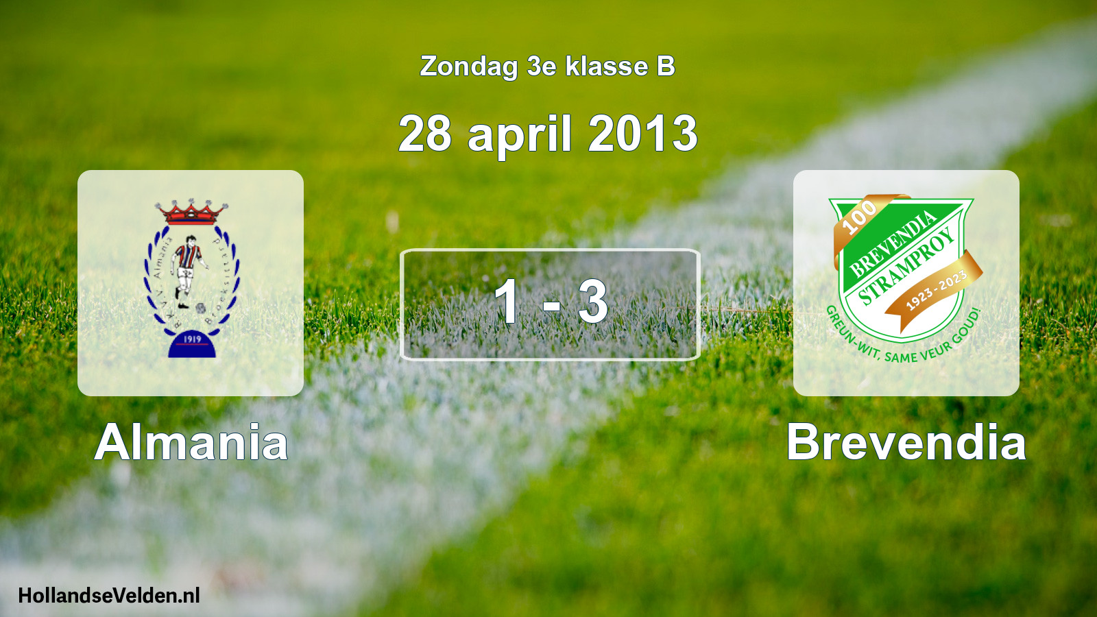 Gespeelde wedstrijd: Almania - Brevendia 1 - 3 (28 april 2013)