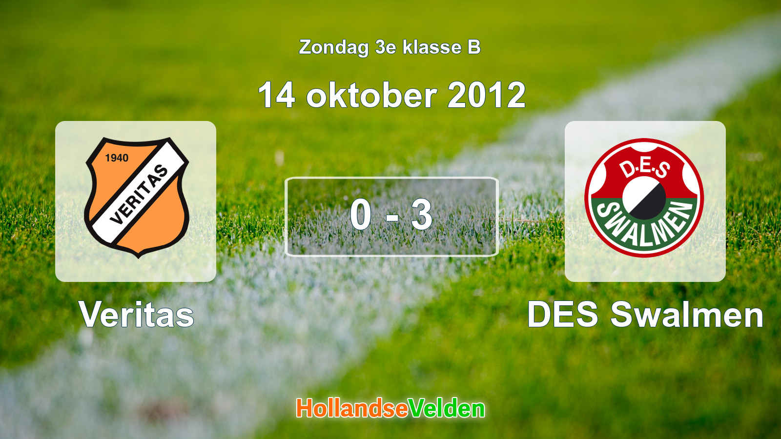 Gespeelde wedstrijd: Veritas - DES Swalmen 0 - 3 (14 oktober 2012)