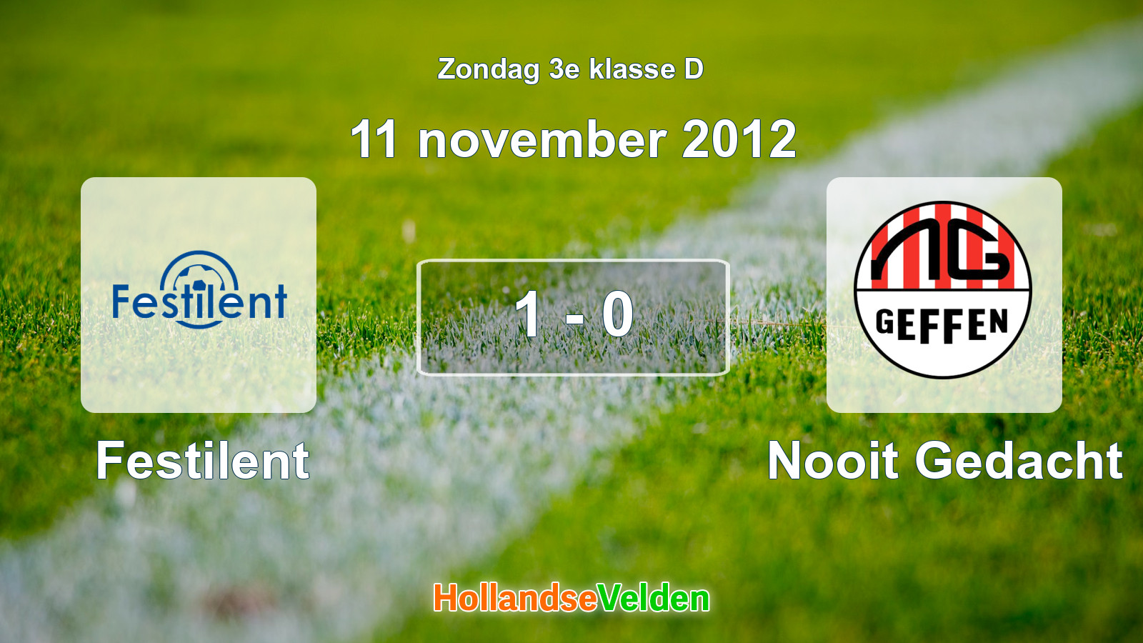Gespeelde wedstrijd: Festilent - Nooit Gedacht 1 - 0 (11 november 2012)