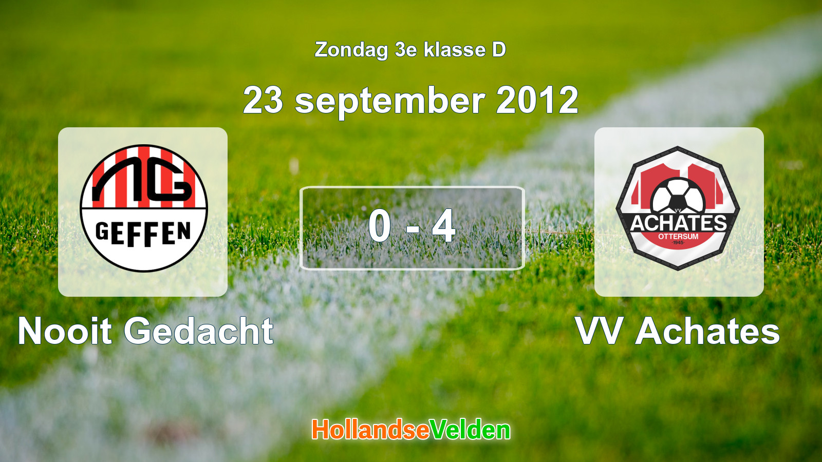 Gespeelde wedstrijd: Nooit Gedacht - VV Achates 0 - 4 (23 september 2012)