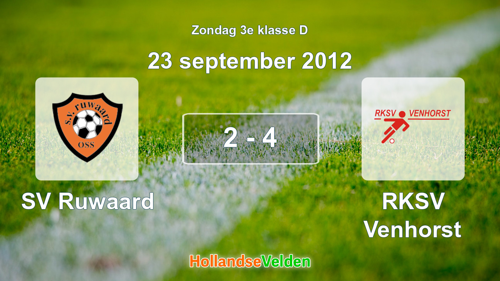 Gespeelde wedstrijd: SV Ruwaard - RKSV Venhorst 2 - 4 (23 september 2012)