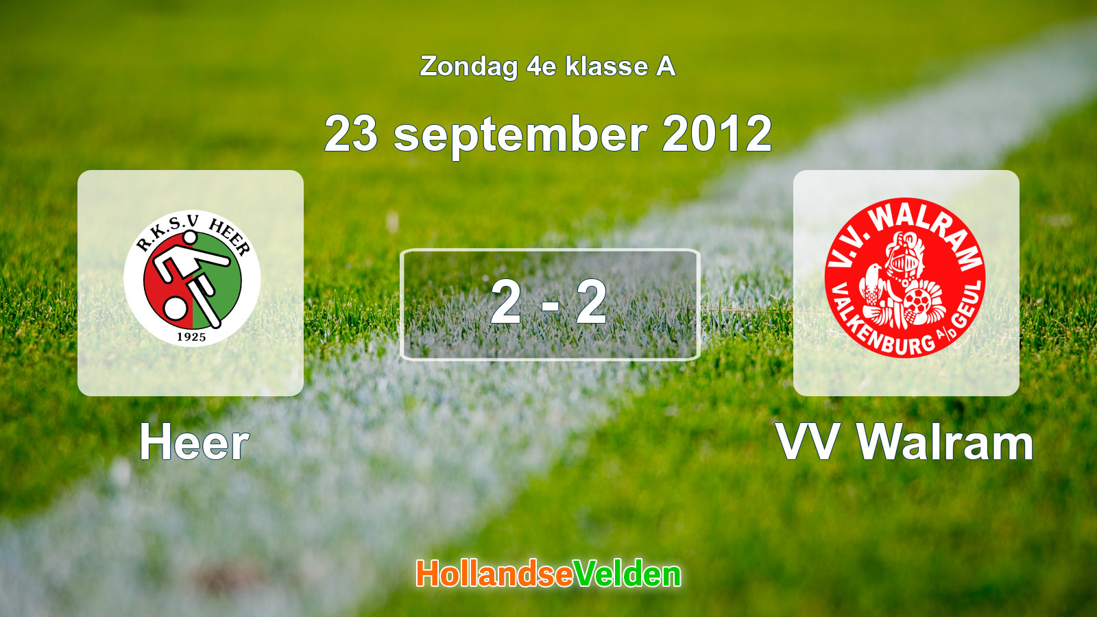 Gespeelde wedstrijd: Heer - VV Walram 2 - 2 (23 september 2012)
