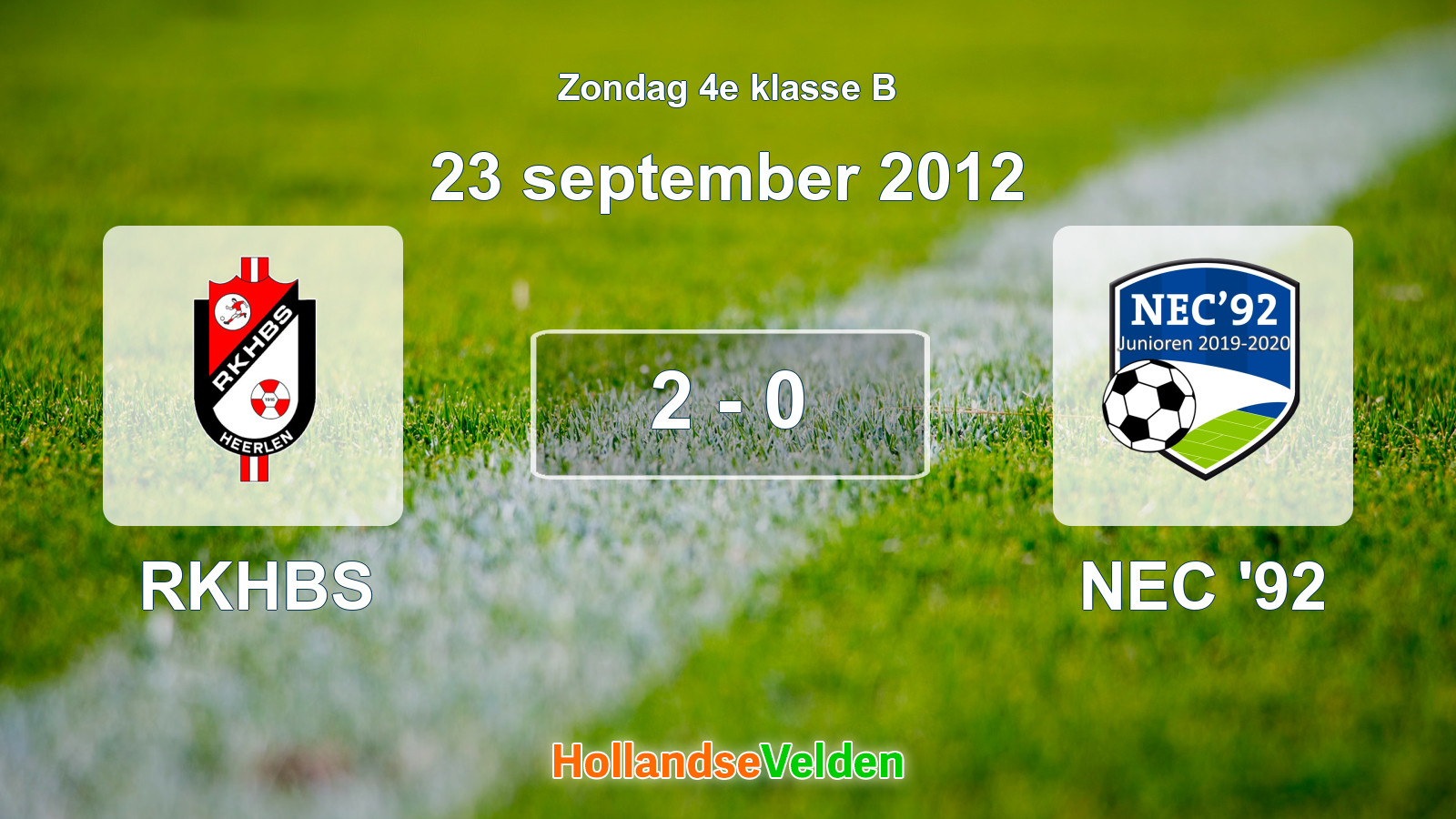 Gespeelde wedstrijd: RKHBS - NEC '92 2 - 0 (23 september 2012)