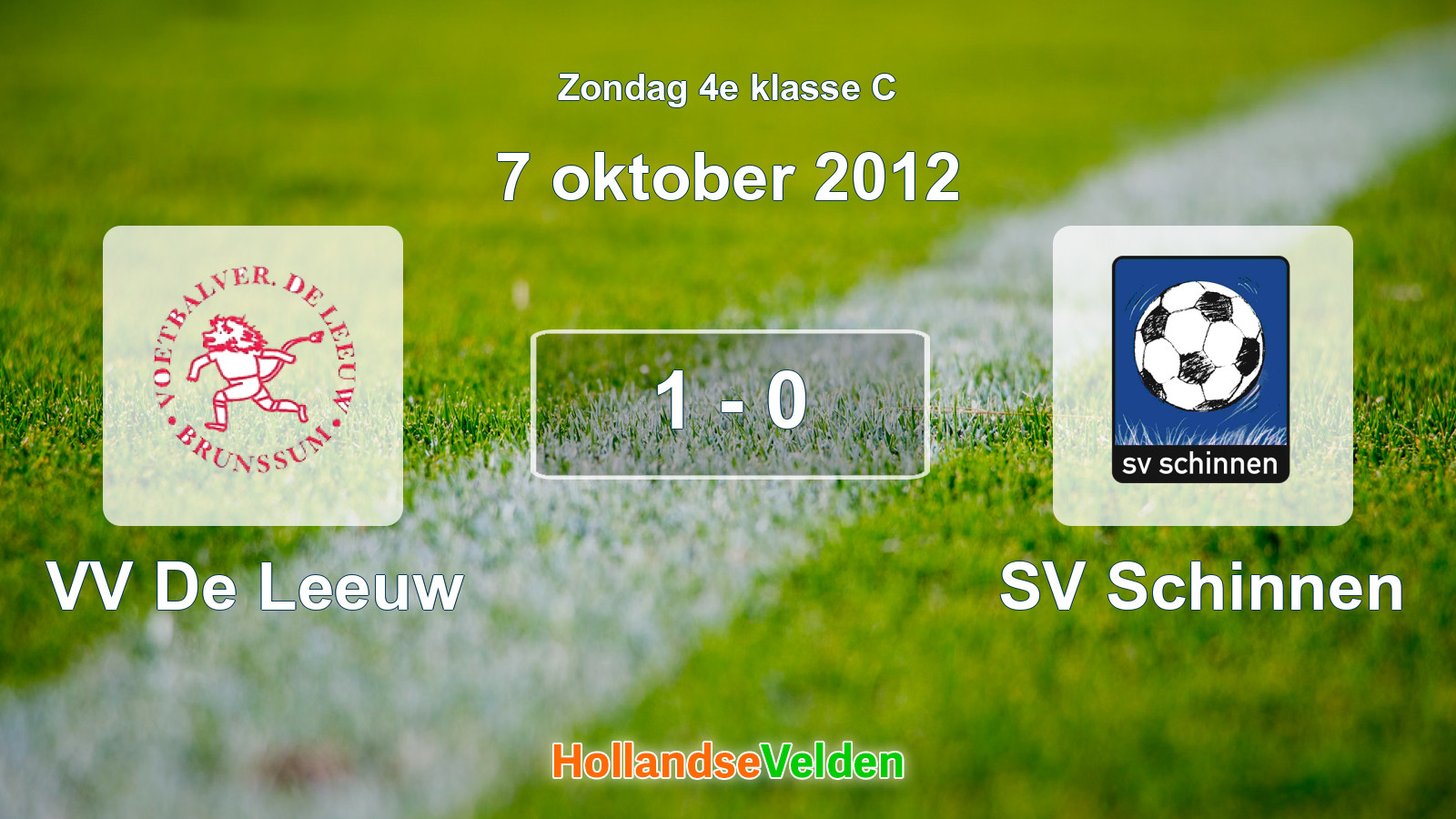 Gespeelde wedstrijd: VV De Leeuw - SV Schinnen 1 - 0 (7 oktober 2012)
