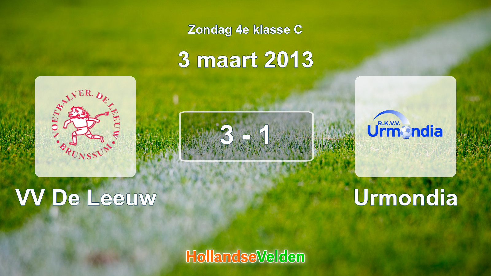 Gespeelde wedstrijd: VV De Leeuw - Urmondia 3 - 1 (3 maart 2013)