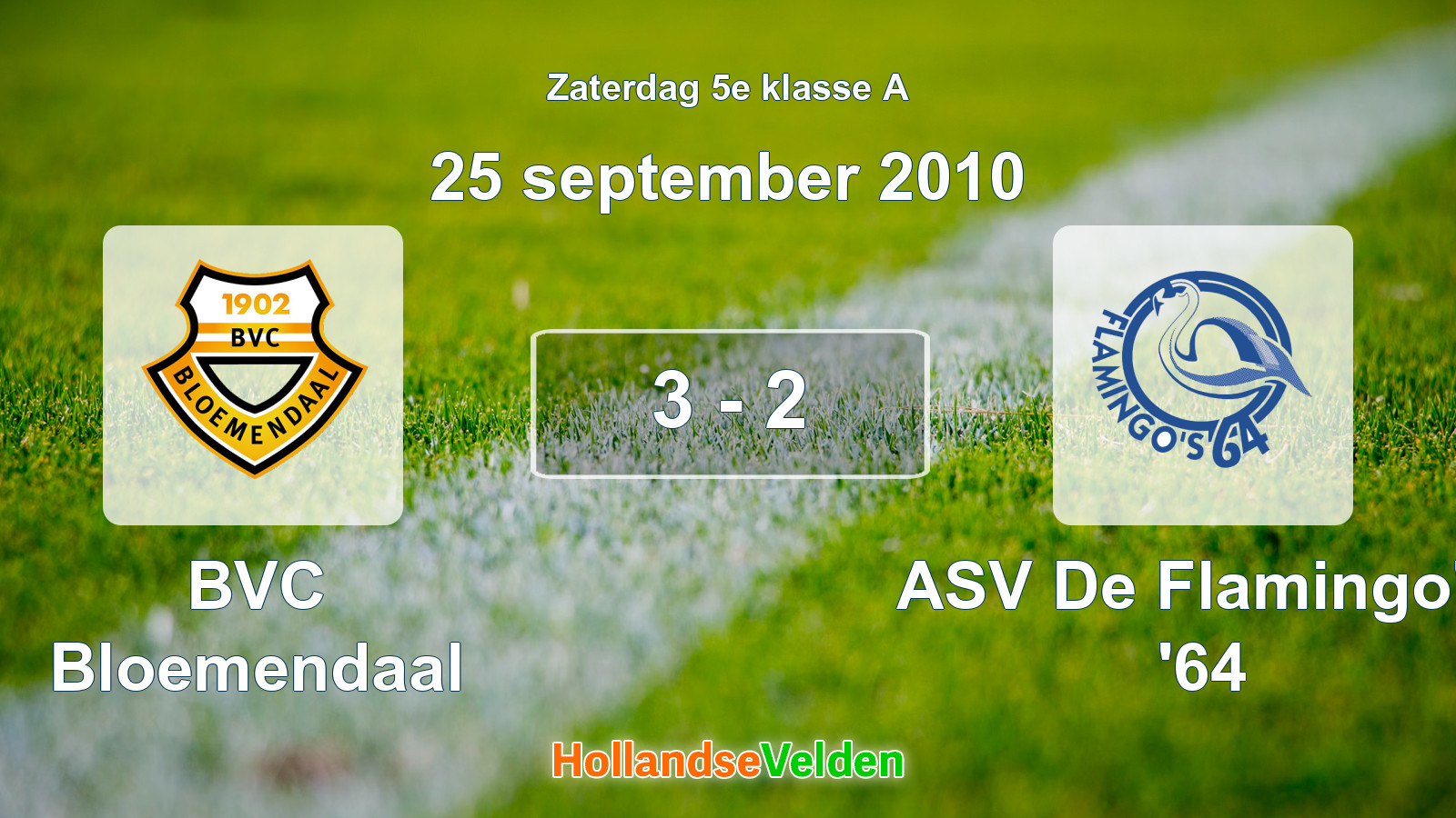 Gespeelde wedstrijd: BVC Bloemendaal - ASV De Flamingo's '64 3 - 2 (25 september 2010)
