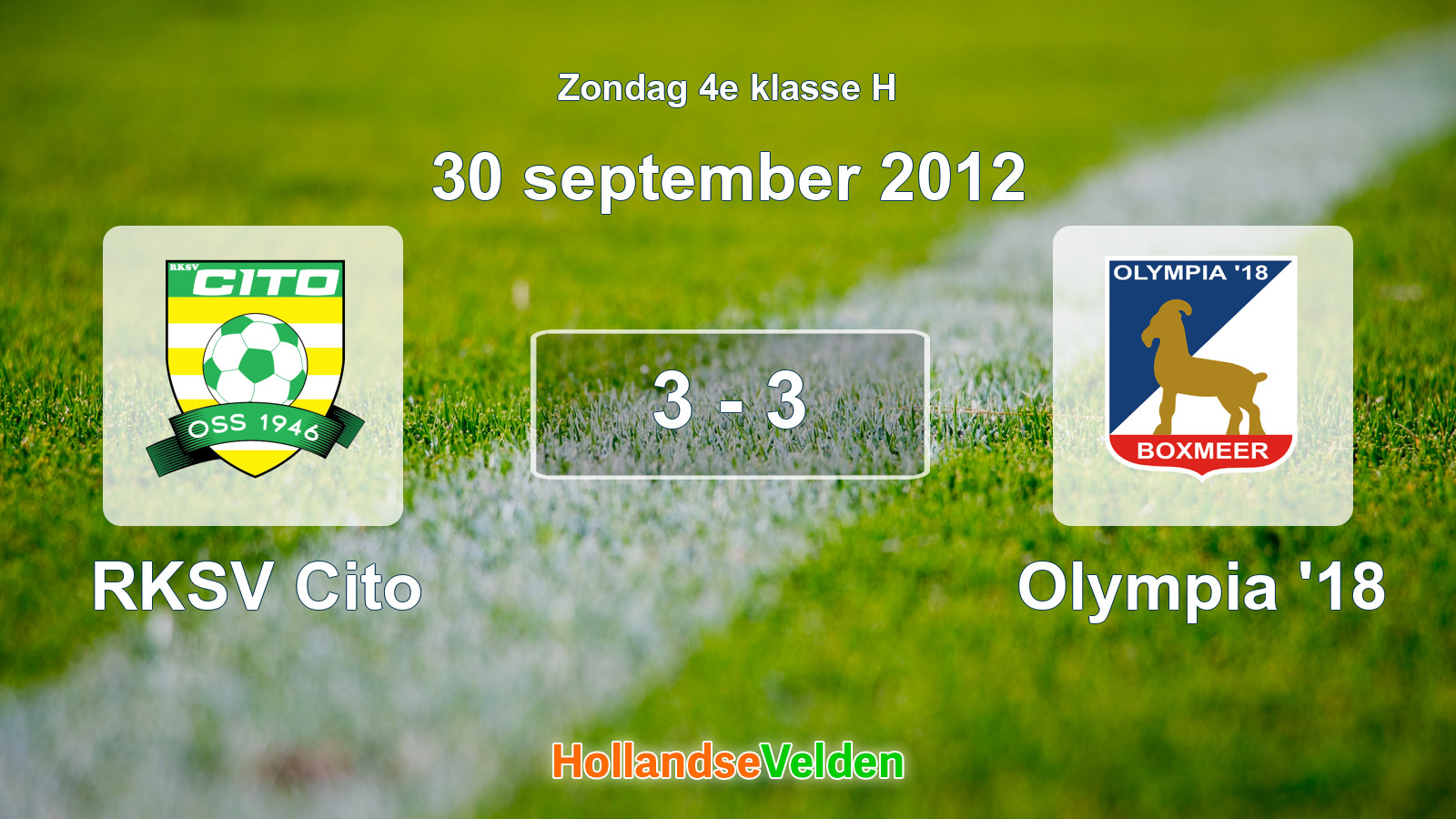 Gespeelde wedstrijd: RKSV Cito - Olympia '18 3 - 3 (30 september 2012)
