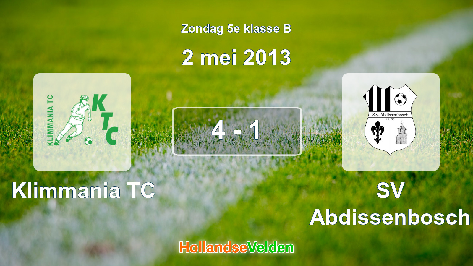 Gespeelde wedstrijd: Klimmania TC - SV Abdissenbosch 4 - 1 (2 mei 2013)