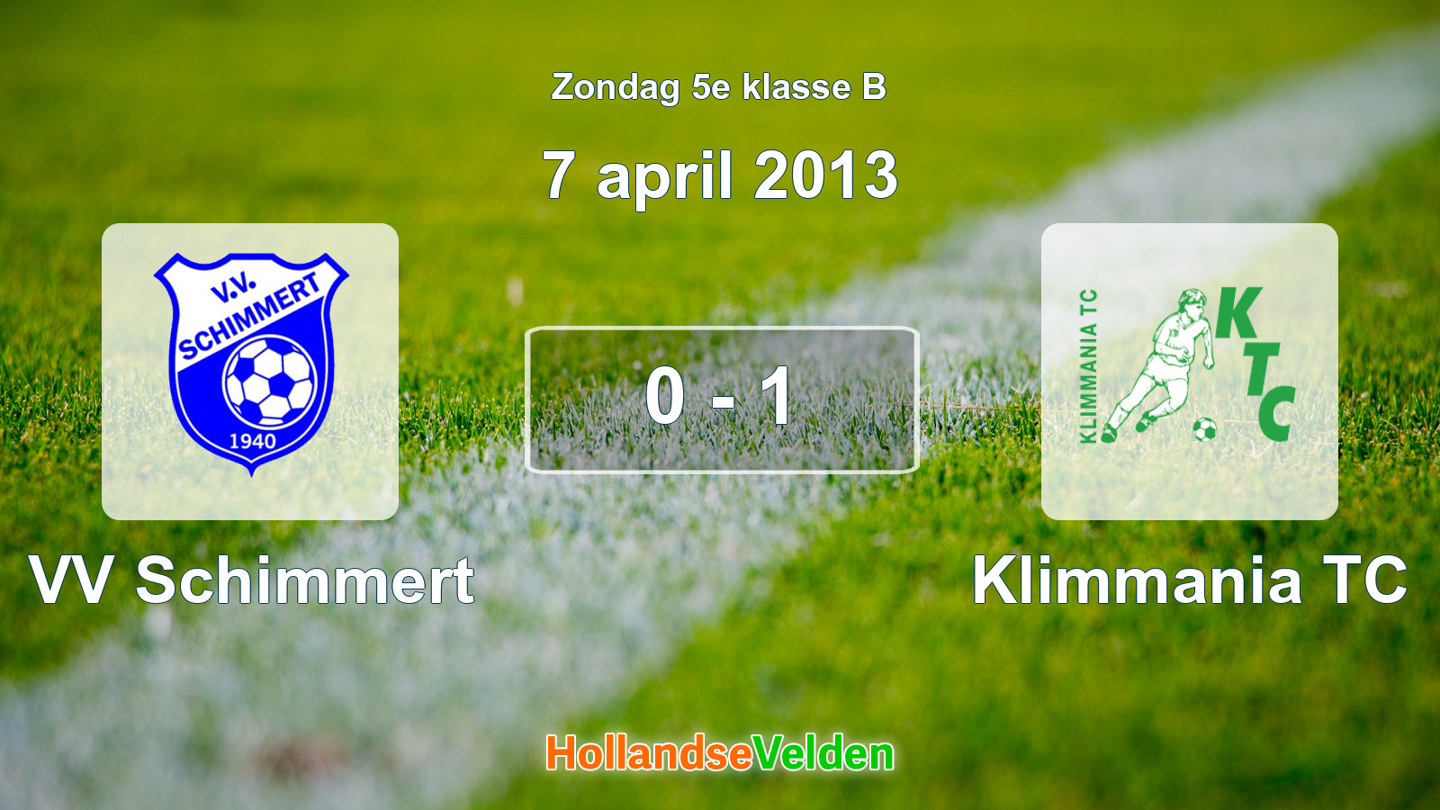 Gespeelde wedstrijd: VV Schimmert - Klimmania TC 0 - 1 (7 april 2013)