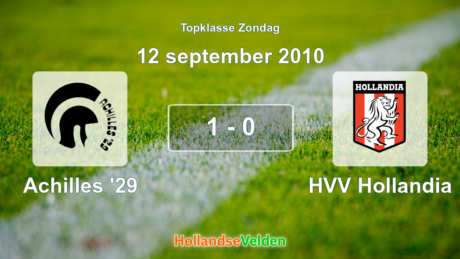 Gespeelde wedstrijd: Achilles '29 - HVV Hollandia 1 - 0 (12 september 2010)