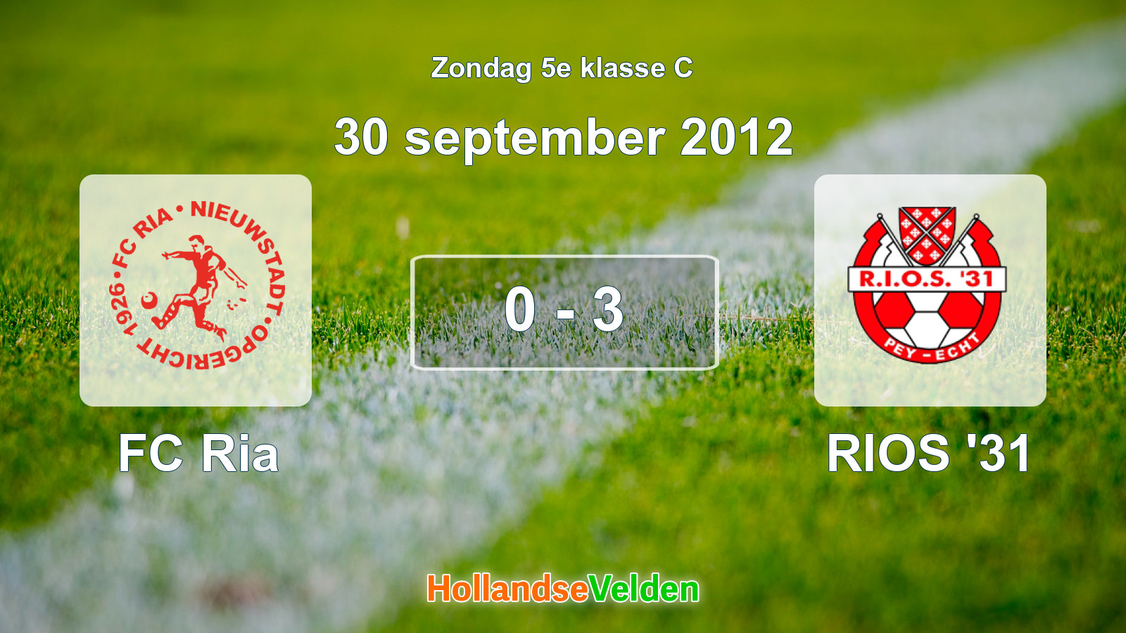 Gespeelde wedstrijd: FC Ria - RIOS '31 0 - 3 (30 september 2012)